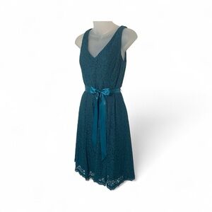 Adrianna Papell Teal Lace Midi Dress